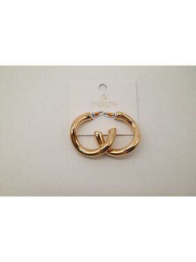NWT Josslyn Bold Chunky Gold Tone U Shape Hoop Earrings Statement Chic Fashion